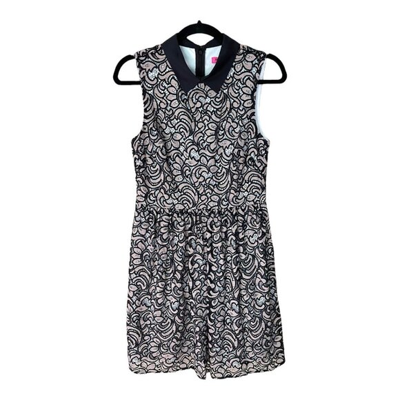 Betsey Johnson Dresses & Skirts - Betsey Johnson Size 6 Black Sleeveless Peek-A-Boo Lace Fit & Flare Dress